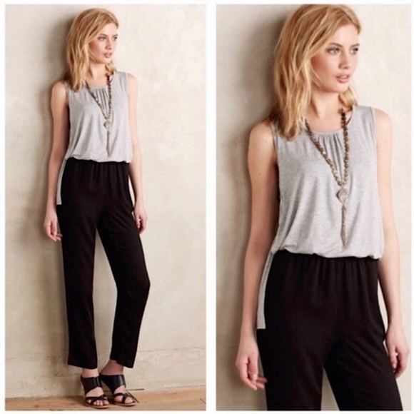 ANTHROPOLOGIE DREW ‘Priya' Jumpsuit Black And Gray Blouson Size S - Picture 1 of 11